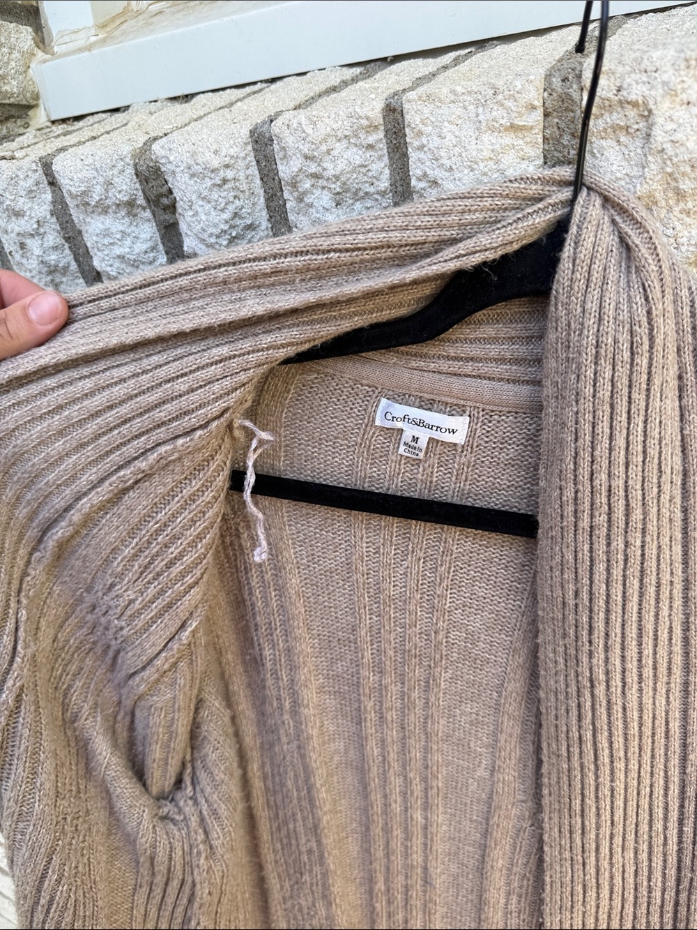 croft & barrow Taupe Ribbed Open-Front Women's Cardigan - Picture 3 of 6